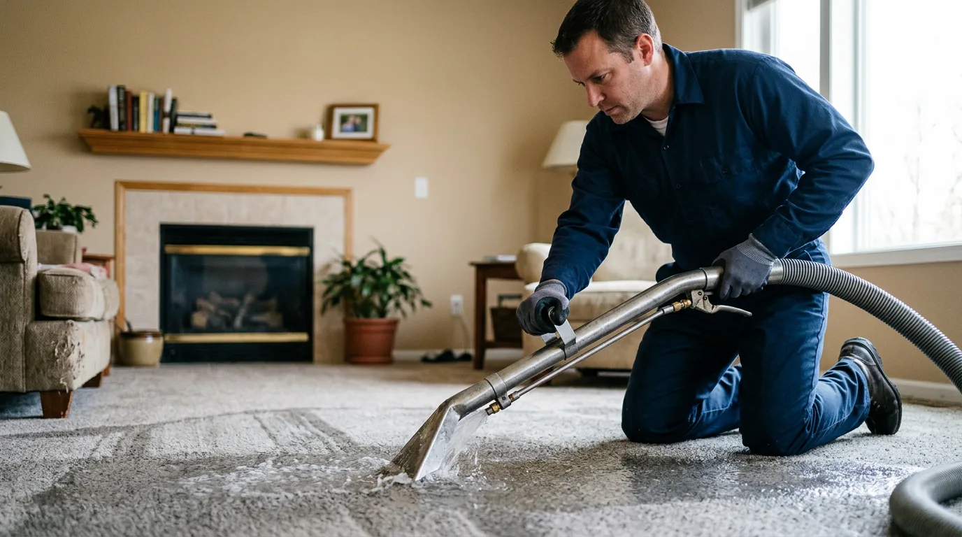 Water damage restoration technician working near Story, AR